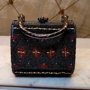 Beaded Evening Bag Handcrafted  Beaded Evening Bag with Glass Beads. Clutch size